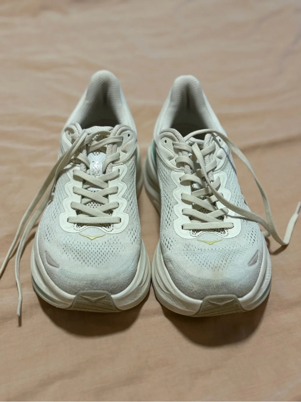 Hoka Women's White and Mint Bondi 9 Running shoes